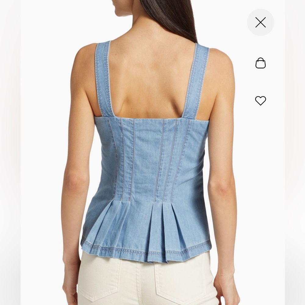 Veronica Beard Light Blue Denim Peplum Tank - Picture 2 of 10